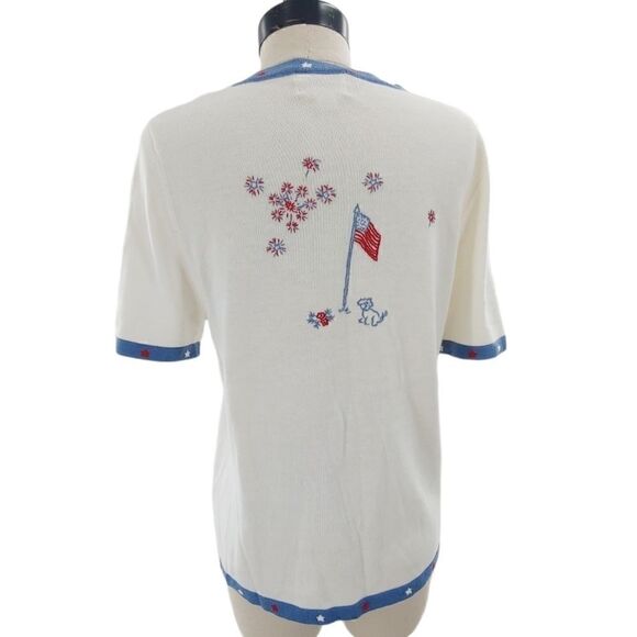 Embroidered red white & blue retro cardigan med - Picture 3 of 11